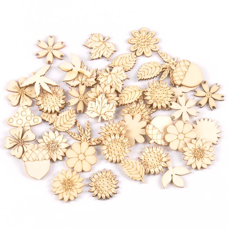 Embellishments For Scrapbooking - 30 pz 25-30mm legno accessori fai