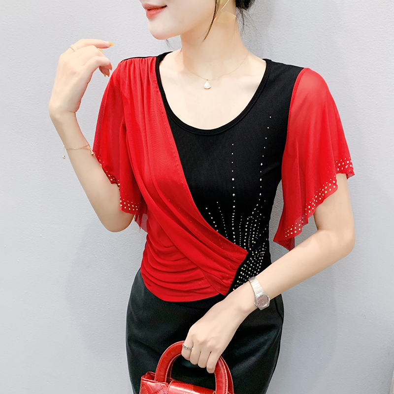 Beaded Trim Fringe - Top in rete da donna estivo