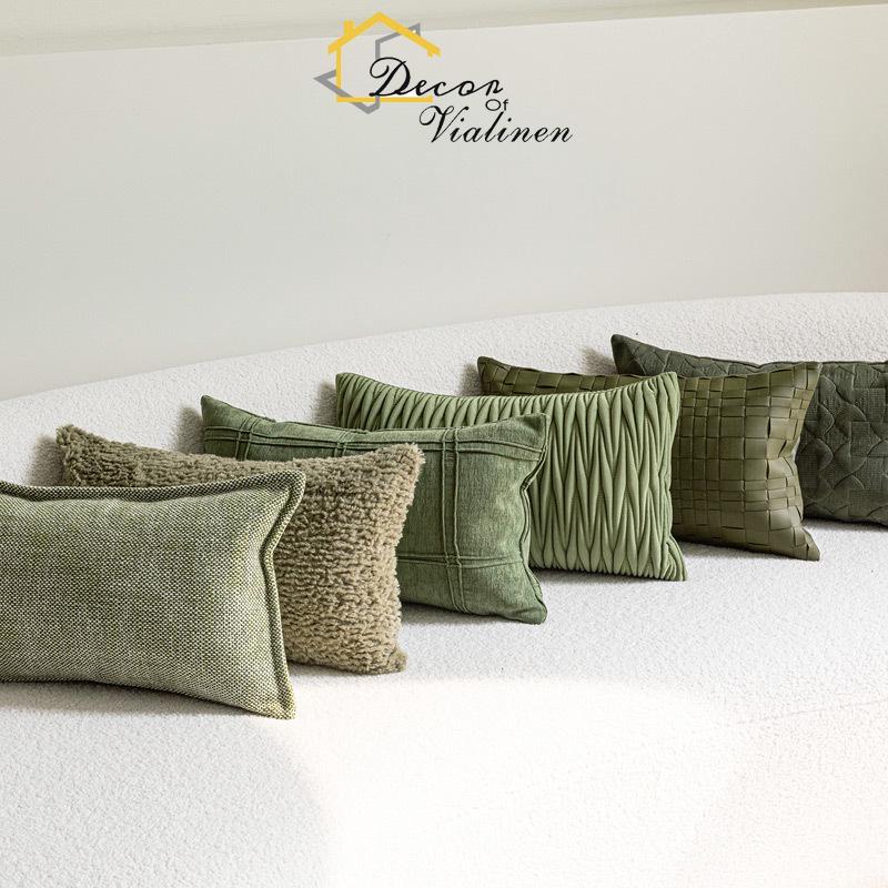 Velvet Ribbon Roll - Cuscino in vita verde, divano in