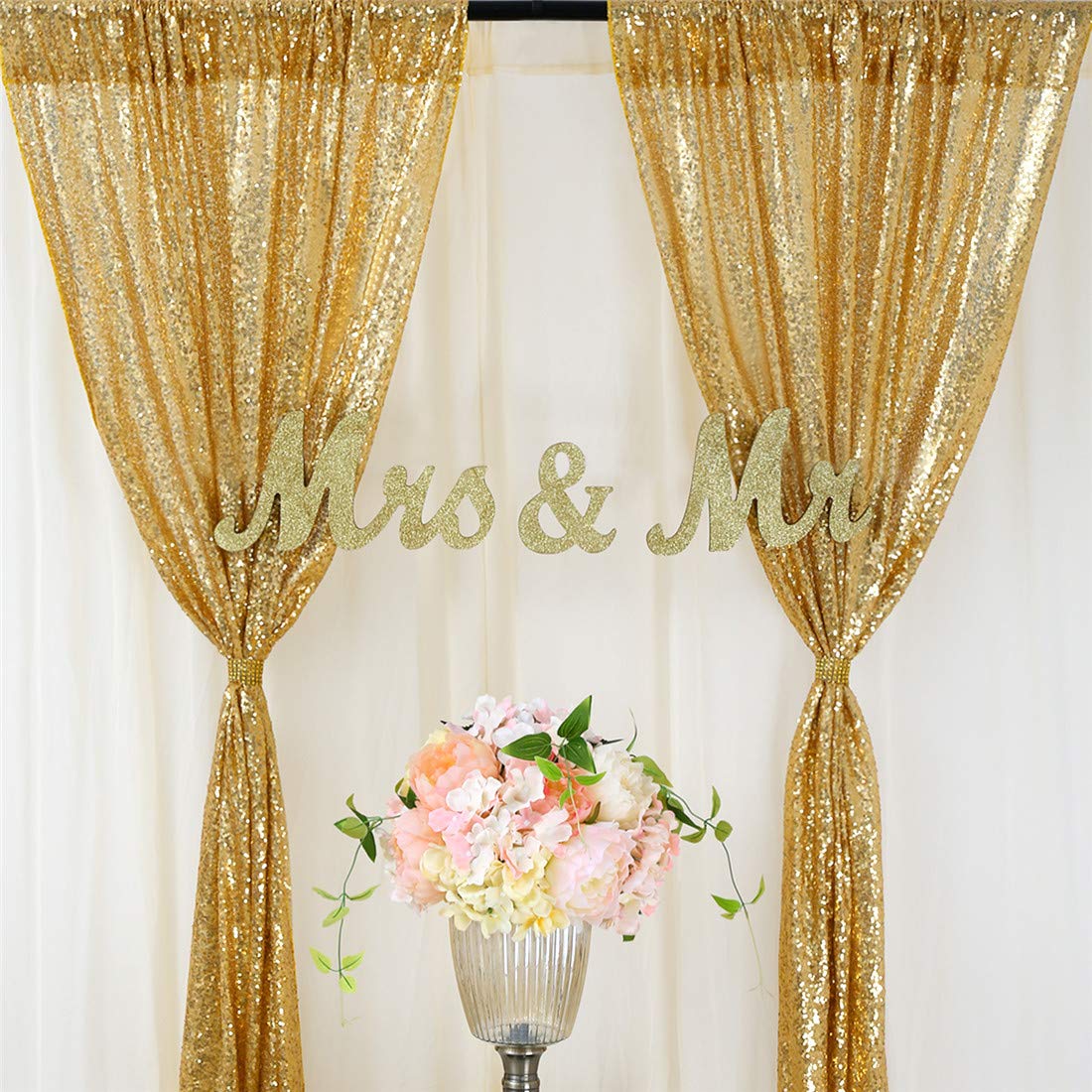 Sequin Fabric Panel - 2 pezzi di paillettes dorate per