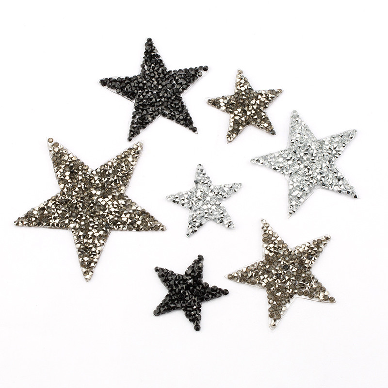 Hotfix Rhinestone Sheet - 4/6/8cm Hotfix Jet Ematite Star Del