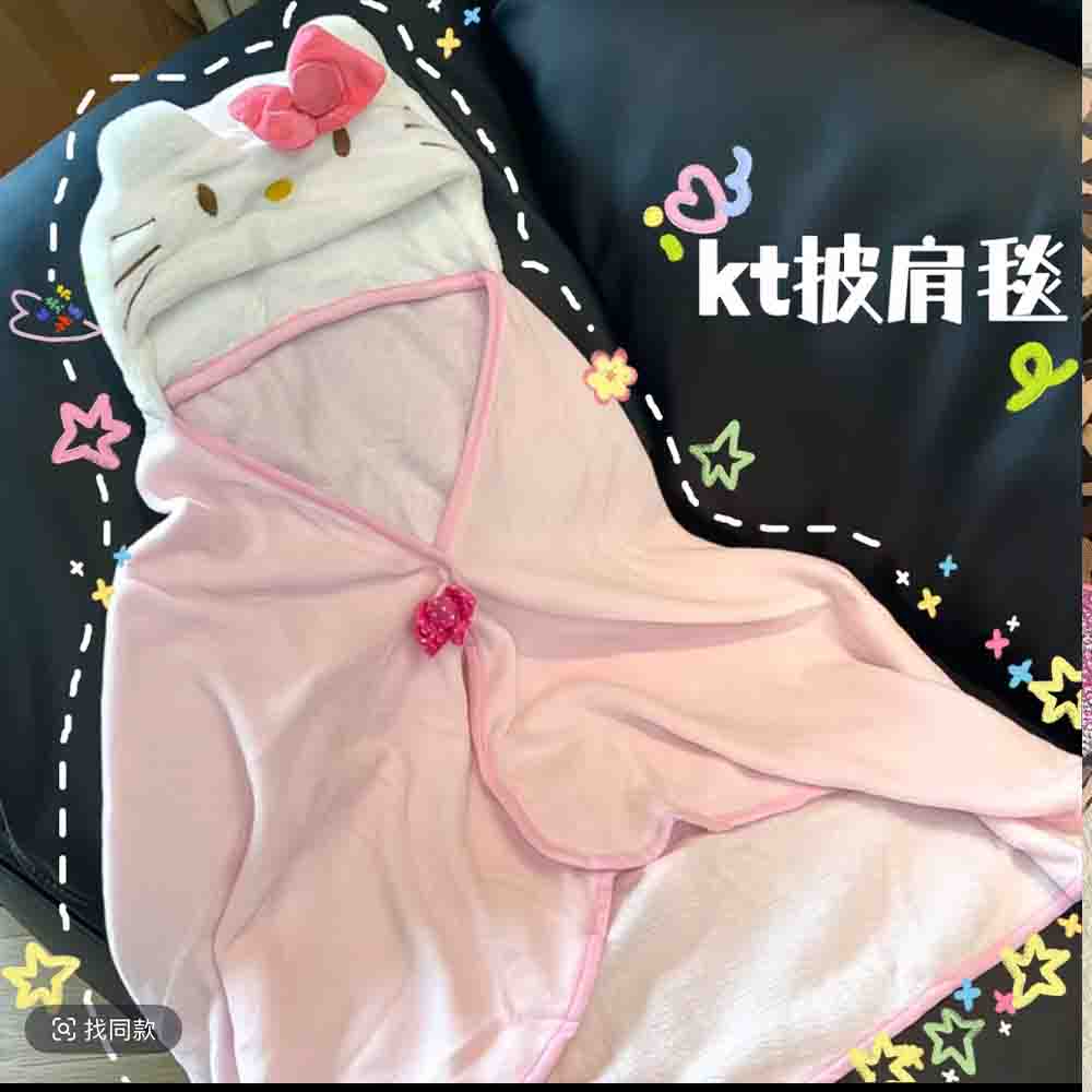 Embellish Knit - Simpatico Mantello Hello Kitty con Cappuccio,